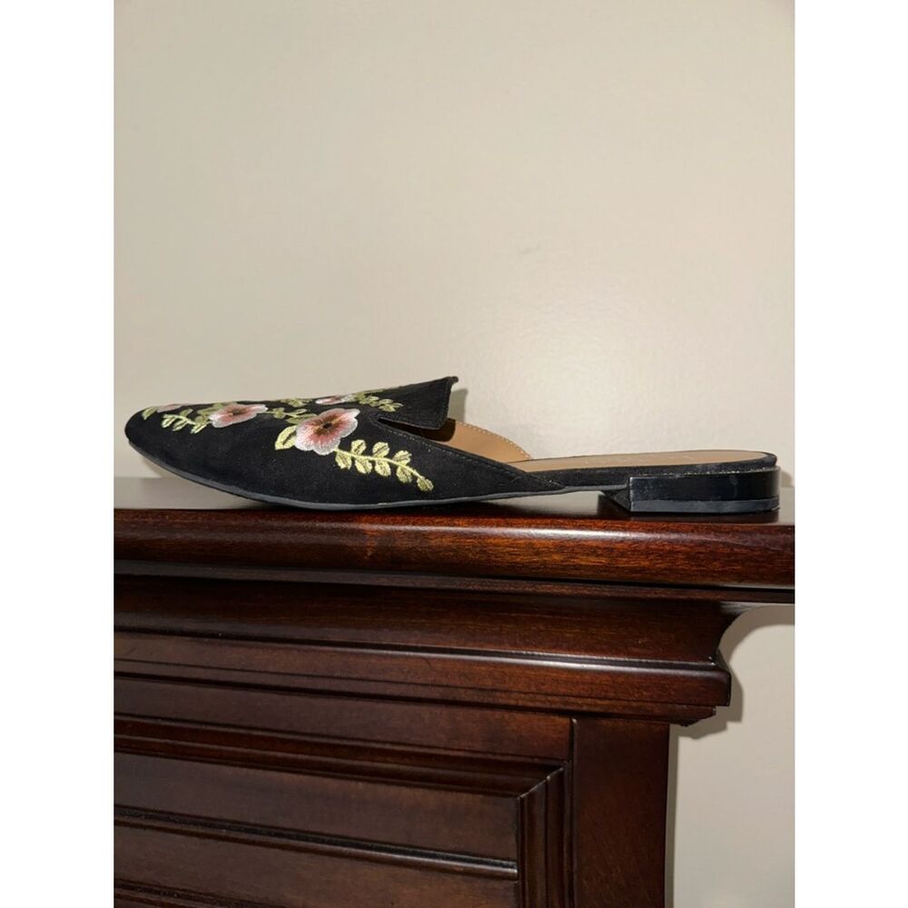 Franco Sarto 9 RUSSO 2 Black Pink White Green floral embroidered slip-on mules - Picture 6 of 10